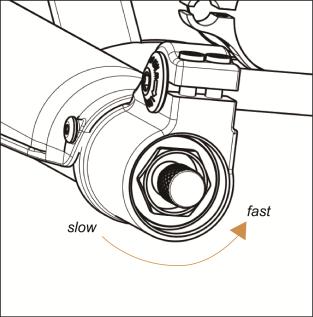 Rebound adjustment - turn for slow or fast rebound